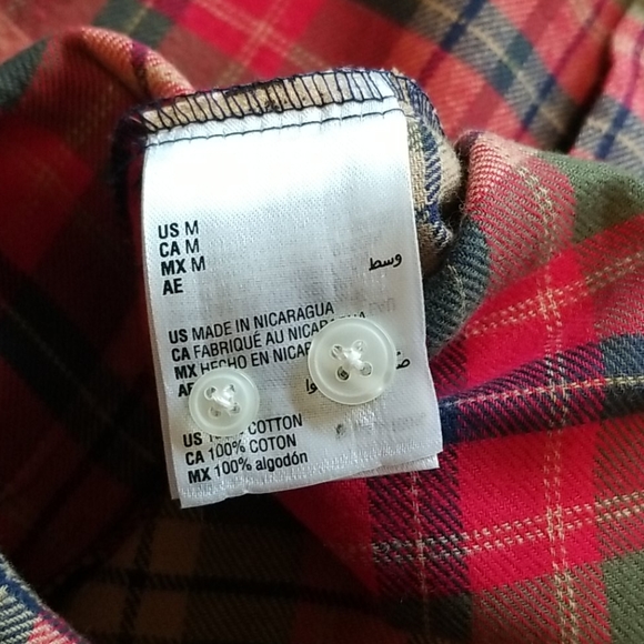 NWT Club Room Mens Olive Plaid Flannel Shirt M - Picture 8 of 10